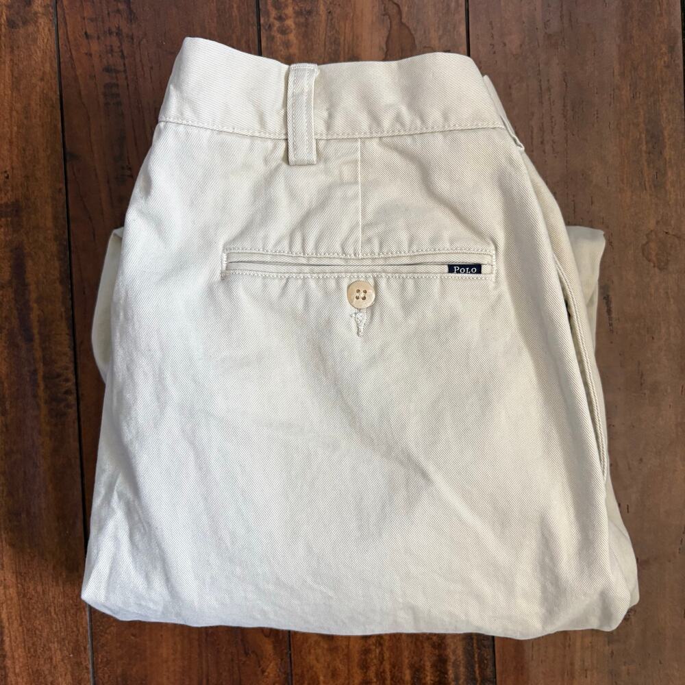 Polo Ralph Lauren Chino Pants Mens 36 Beige Classic Fit Pleated Business Formal